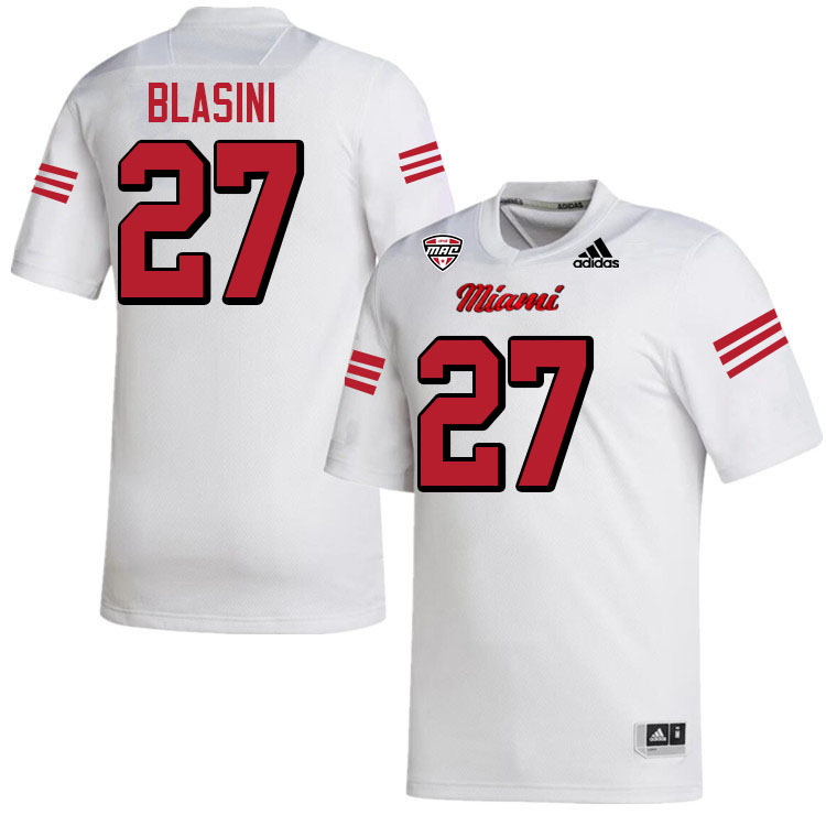 Miami University Redhawks #27 Gino Blasini College Football Jerseys Stitched-White